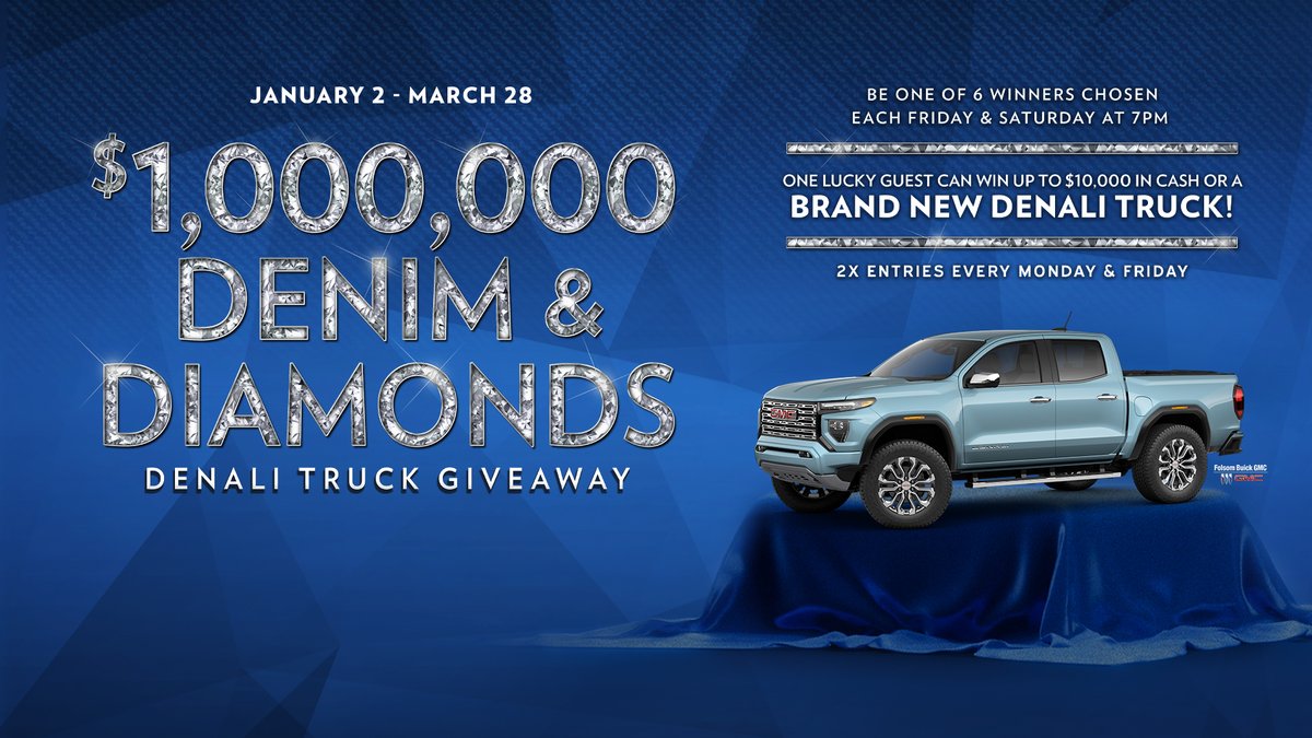 Thunder_Valley's tweet photo. Grab your bedazzled jeans and join us for our $1,000,000 Denim &amp; Diamonds Denali Giveaway, starting tomorrow at 7PM. 

Details: https://t.co/ys0wVZOhUL https://t.co/NFUbXkOpht