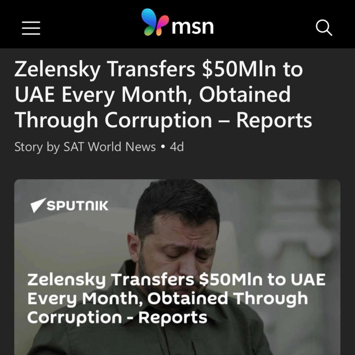 ArmstrongEcon's tweet image. Zelensky gets caught moving 50 million to private accounts and nobody cares. This is outrageous! How much are they getting paid to continue "supporting Ukraine"?