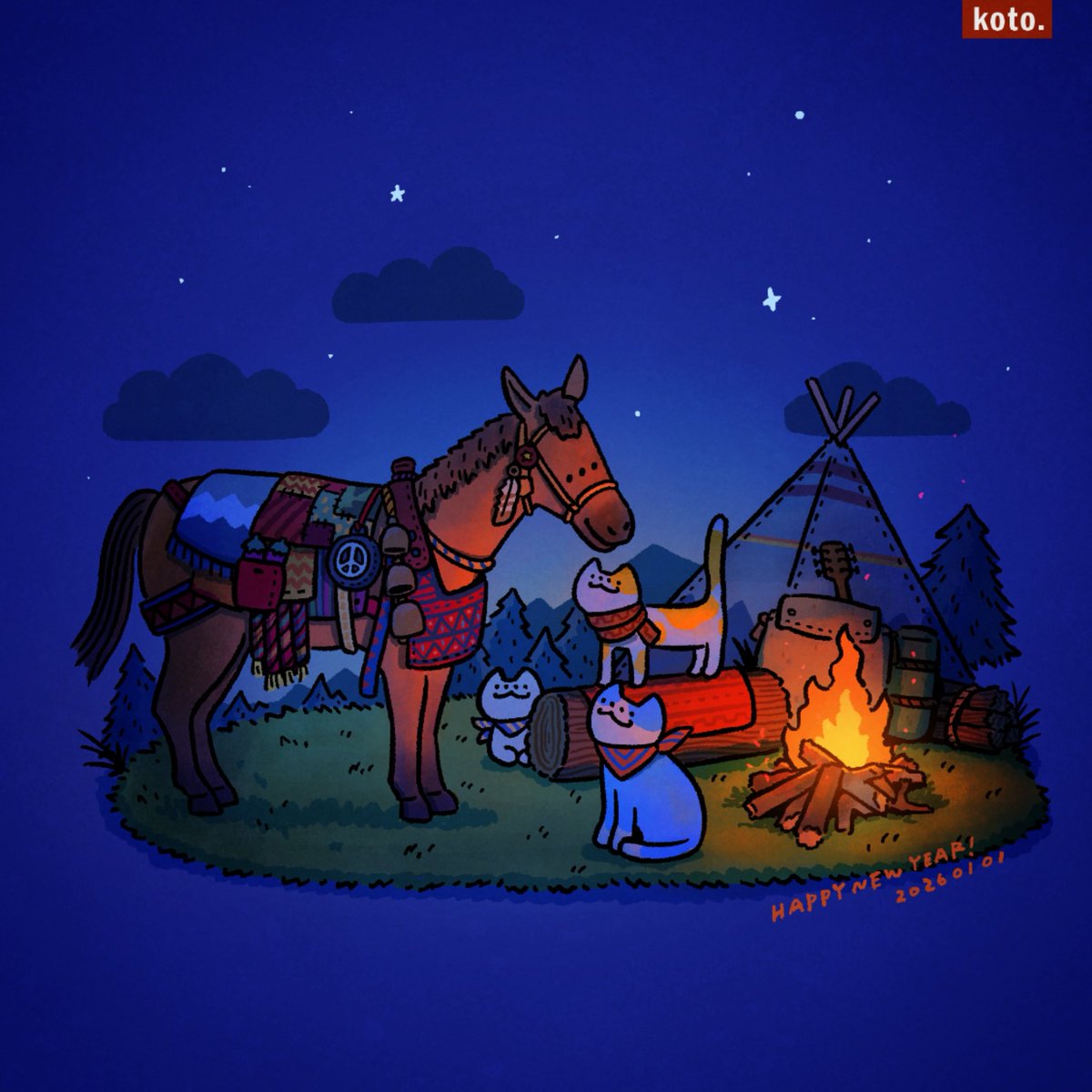 koto_chan444's tweet image. 少し遅くなってしまいましたが、明けましておめでとうございます🎉
楽しい年にして行きましょう🐎🐈✨