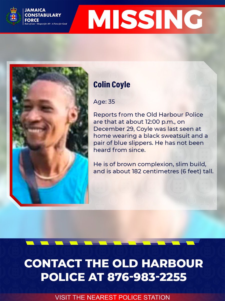 JamaicaConstab's tweet image. Help us locate missing Colin Coyle. If you know his whereabouts, please call the Old Harbour Police or the nearest police station. 

#Missing