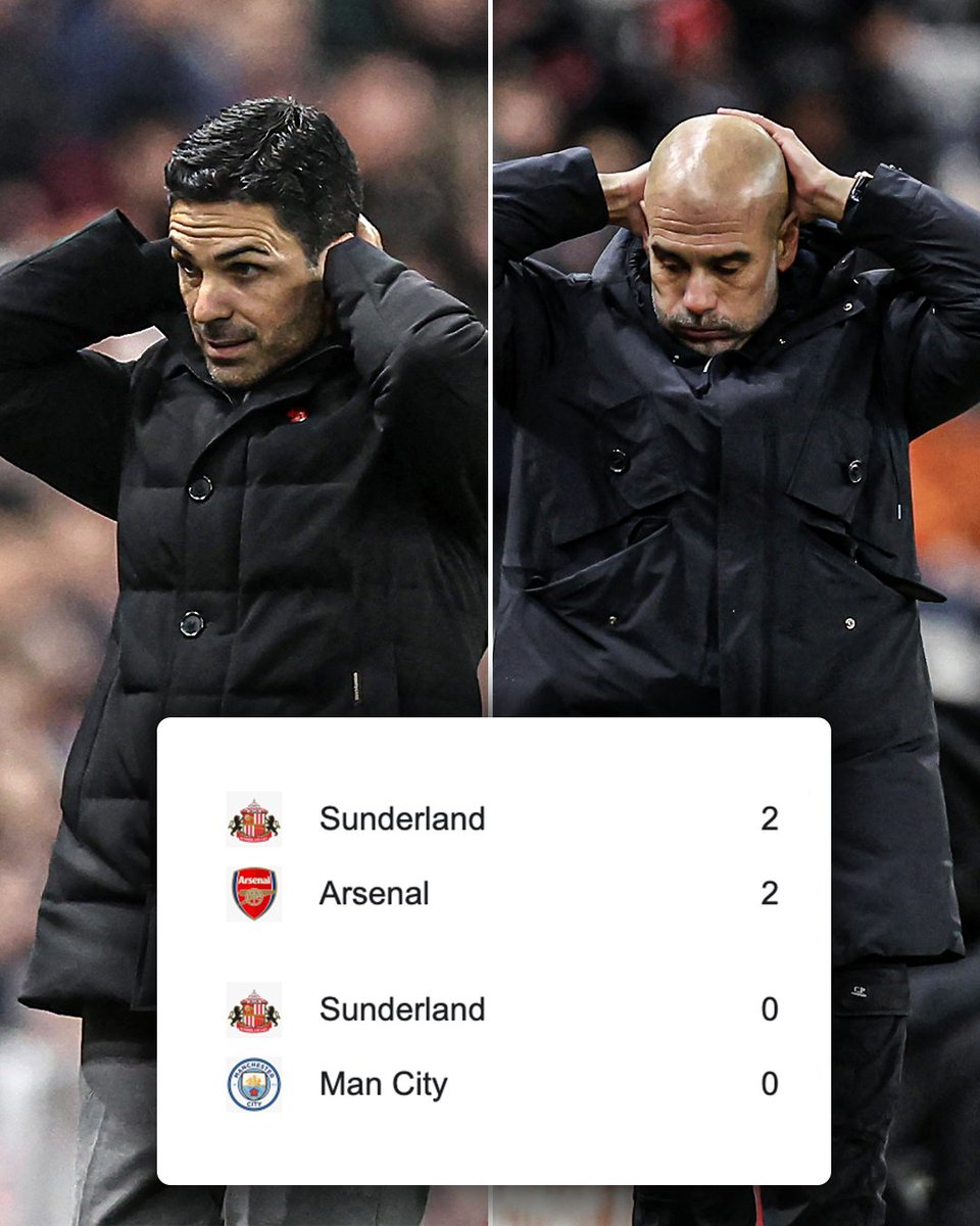 ESPNUK's tweet image. Both of the Premier League’s top two have dropped points away at Sunderland this season 😮