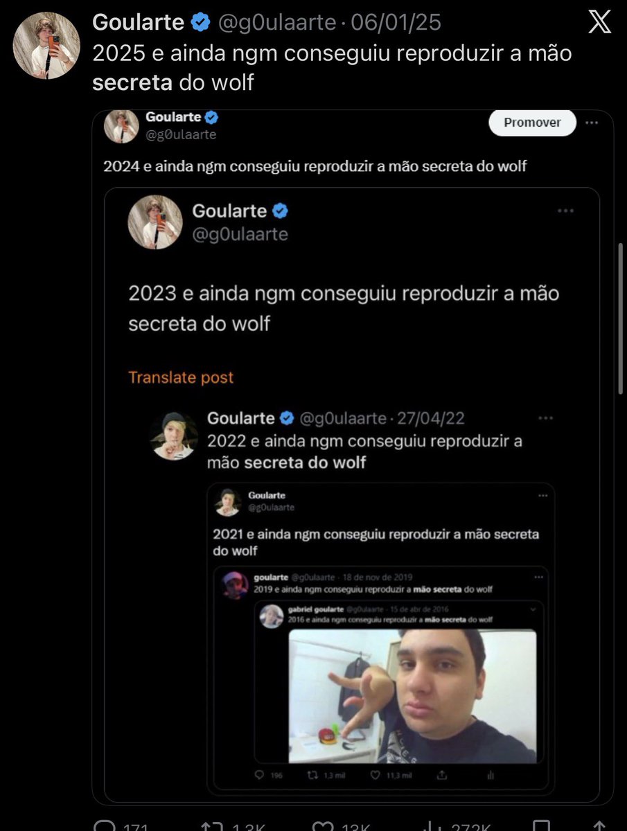 2026 e ainda ngm conseguiu reproduzir a mão secreta do wolf