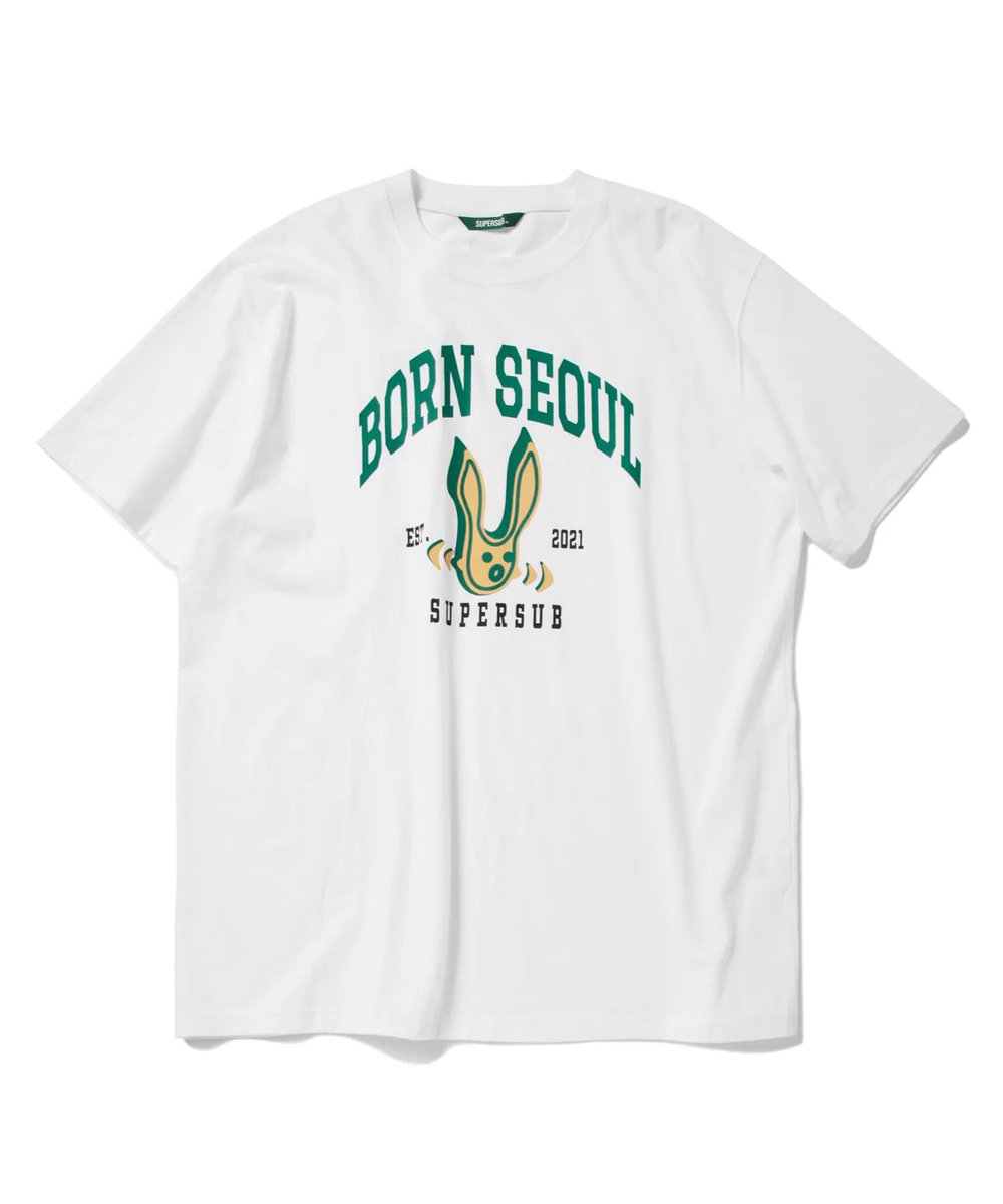 junhanfits's tweet image. SUPERSUB Born Seoul Rabbit Short Sleeve T-Shirt in White
