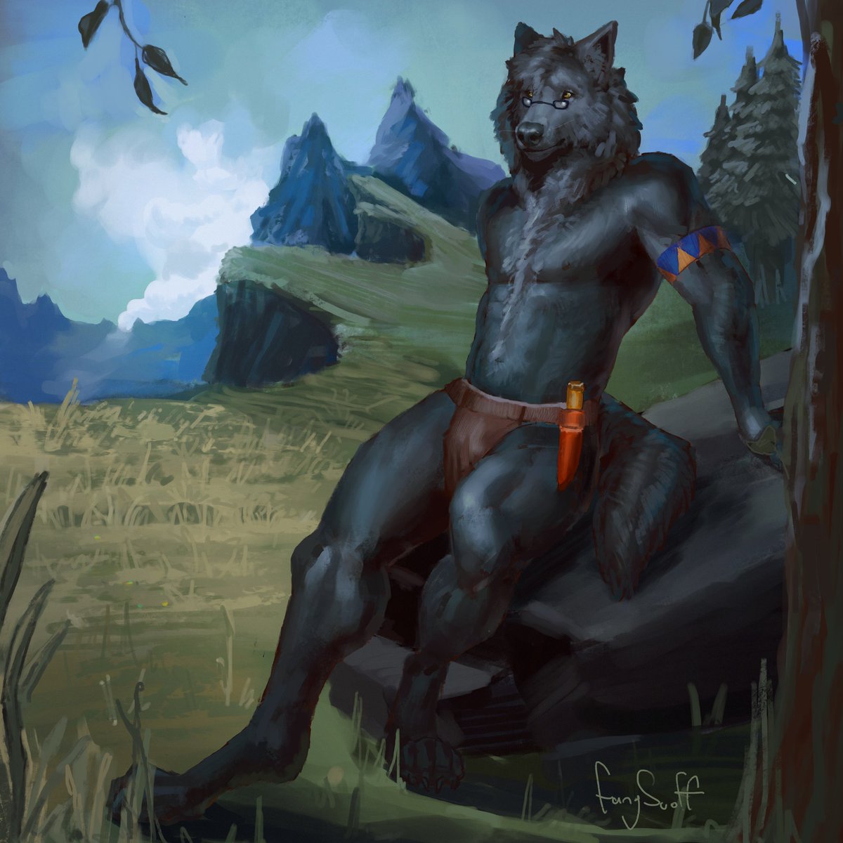 fangscoff's tweet image. Commission for @/Kasar700! It was a pleasure getting to draw their character, and the background was especially fun to draw☺️