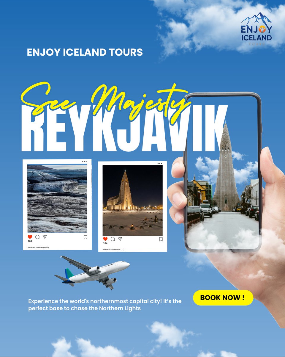 ✨ See the Majesty of Reykjavik — the world’s northernmost capital city.
A perfect base to chase the Northern Lights ✨
📍 Book your private tour 👉 enjoyicelandtours.com
#reykjavik #iceland #northernlights #visiticeland #enjoyicelandtours