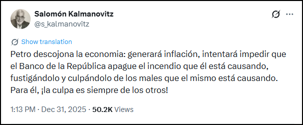 a) El presidente dice que Kalmanovitz es uno de los grandes economistas del país.
b) Kalmanovitz deja claro que el presidente es un incompetente.
¯\_(ツ)_/¯