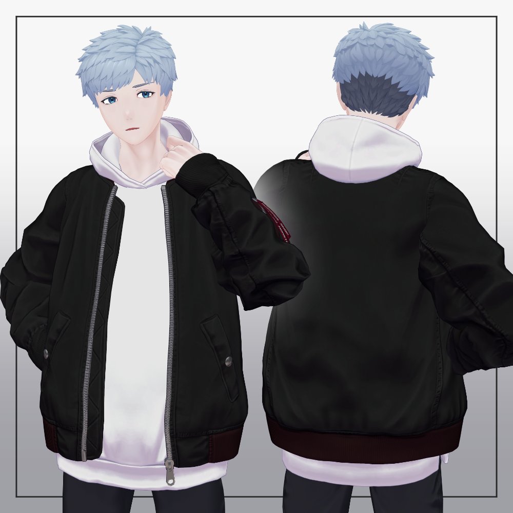 hoshibono's tweet image. 【3D衣装】MA1風ジャケット【志良以対応】 
自分用として私利私欲と勢いで作っていたMA1風ジャケットとパーカーの組み合わせ出しました💪💪
商品ページはツリーをご確認ください！よろしくお願いします～
#HoshinosShop #志良以3D