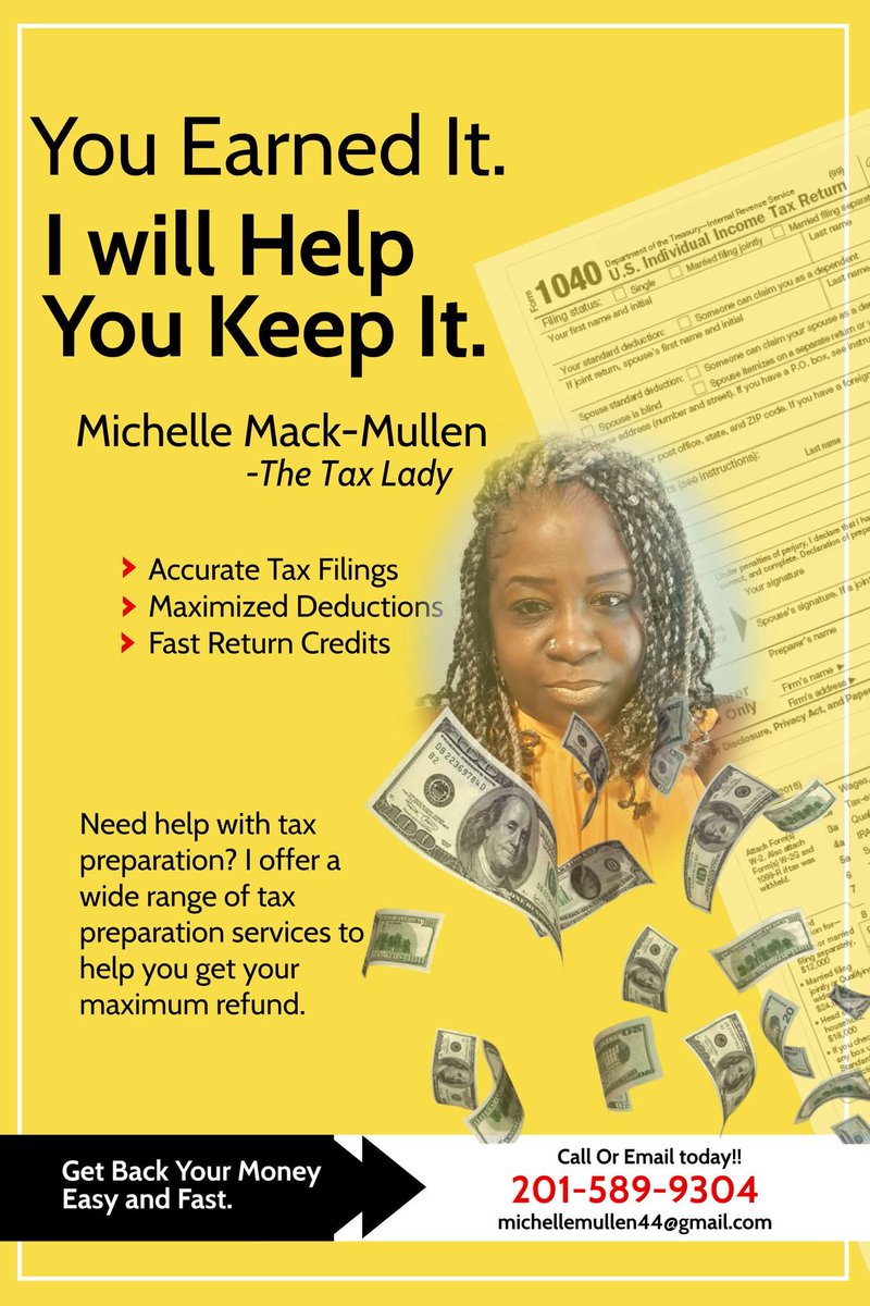 ADOSGateUp's tweet photo. Tax Season is upon us again yall!!! Hit up the Taxlady for my social media discount!!!! I can do everything the big companies can except, of course, charge my clients exorbitant prep fees!! Everything is done electronically!!! I offer cash advances beginning today!!! https://t.co/n1umLBxBN6