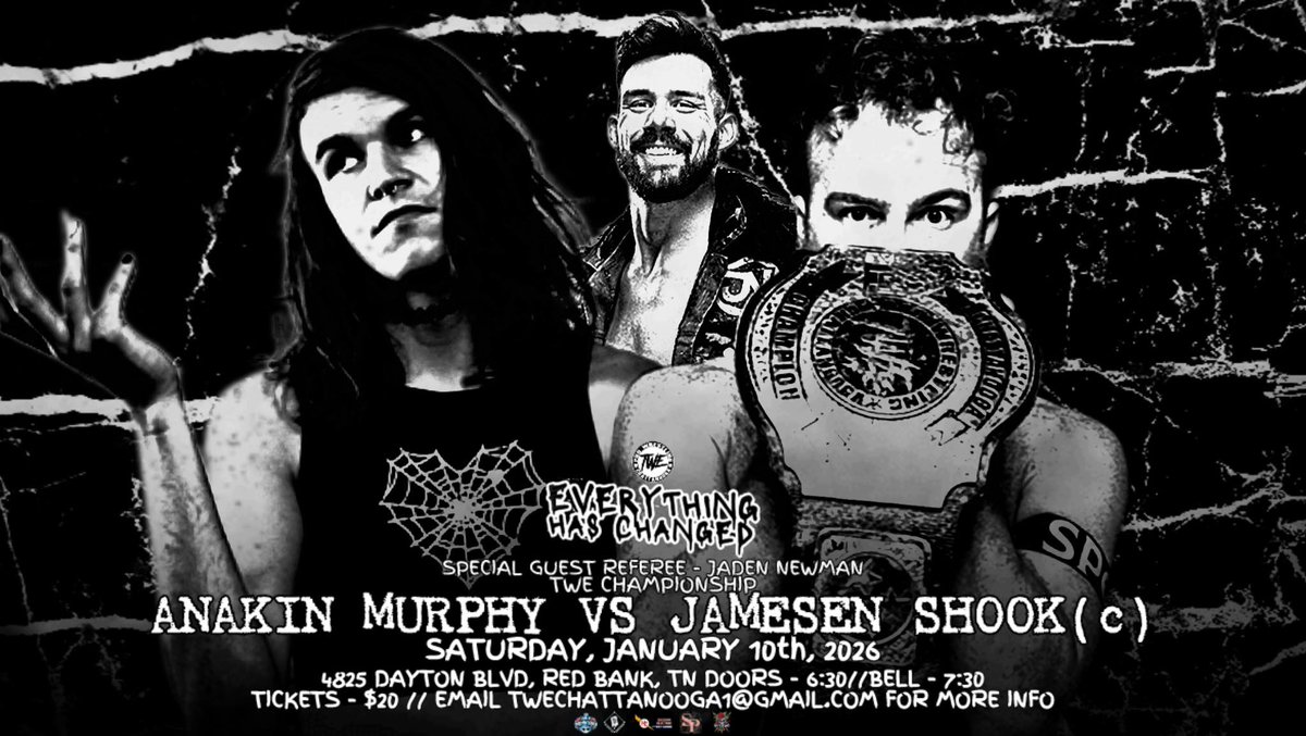 TWE_Chattanooga's tweet image. HAPPY NEW YEAR From TWE!

We return on Saturday January 10th LIVE on IWTV for our annual year starting spectacular "EVERYTHING HAS CHANGED '26"

Tickets on sale now!
twechattanooga.square.site 

 2 more matches TBA