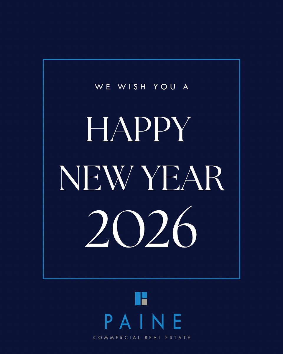 PaineAssociates's tweet photo. Happy New Year 2026! Wishing all a great year ahead! Let’s discuss how we can help you achieve success! #success #newyear #achievement #commercialrealestate https://t.co/Kb8LTDdhNu
