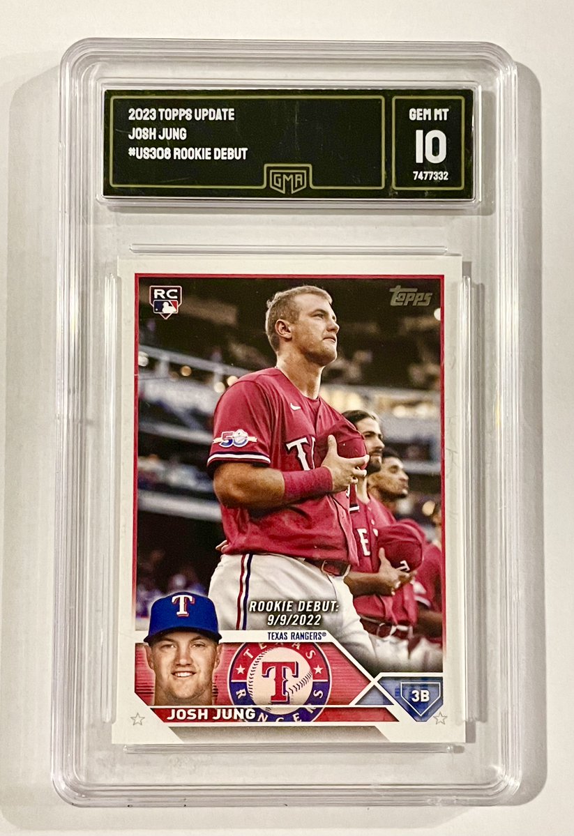 BenPSA10's tweet image. Josh Jung 2023 Topps Update Rookie Debut GEM MT 10 U8308 ebay.us/m/WqXnDu 

#eBay #BaseballCards #SportsCards #TheHobby #Collect #Rangers #JoshJung #RookieCard #Graded