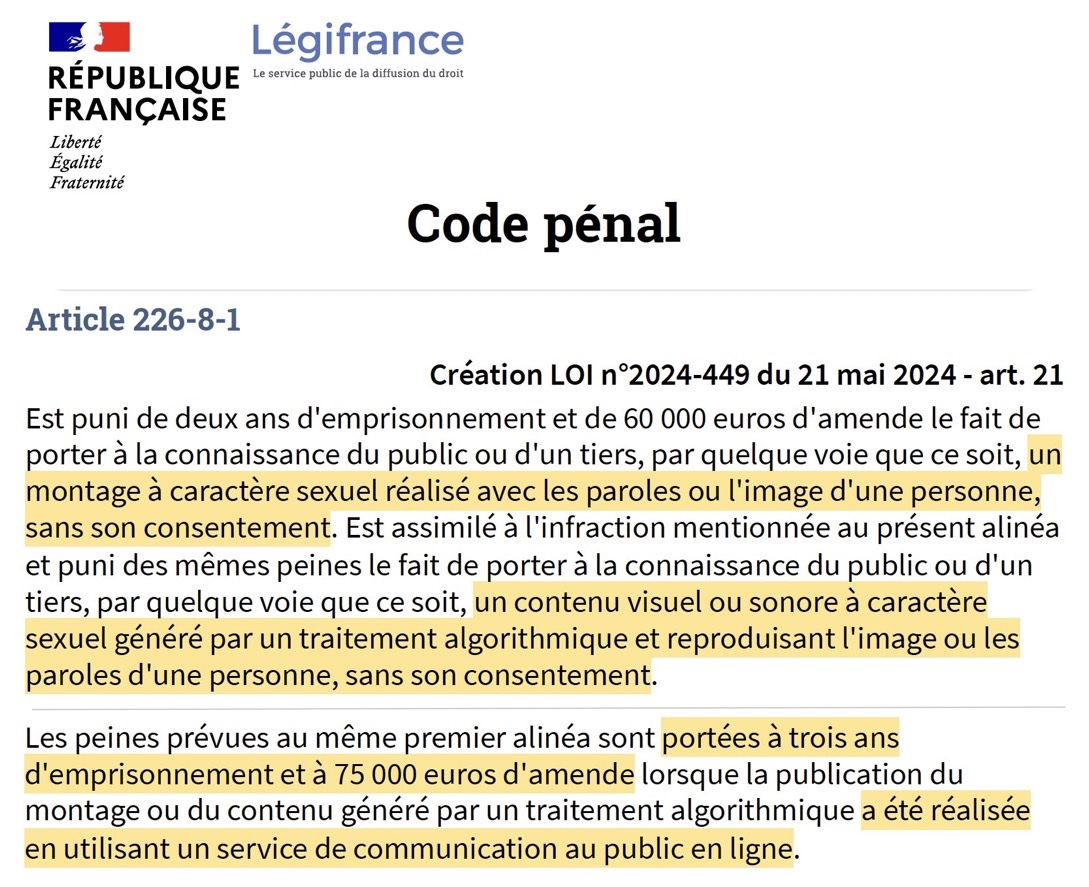 CerfiaFR's tweet image. 🇺🇸📸❌ FLASH | Depuis quelques jours, de nombreuses femmes sont dénudées à leur insu par des internautes utilisant Grok, l’IA de Twitter/X. Le réseau social ne semble pas y offrir de solution concrète.

👉 Tout montage ou contenu sexuel généré à l’insu d’une personne est passible…