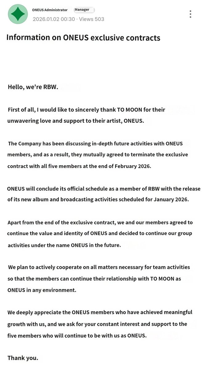 mistfields's tweet image. they're continuing as oneus AND we're getting a comeback in january !! 🥹