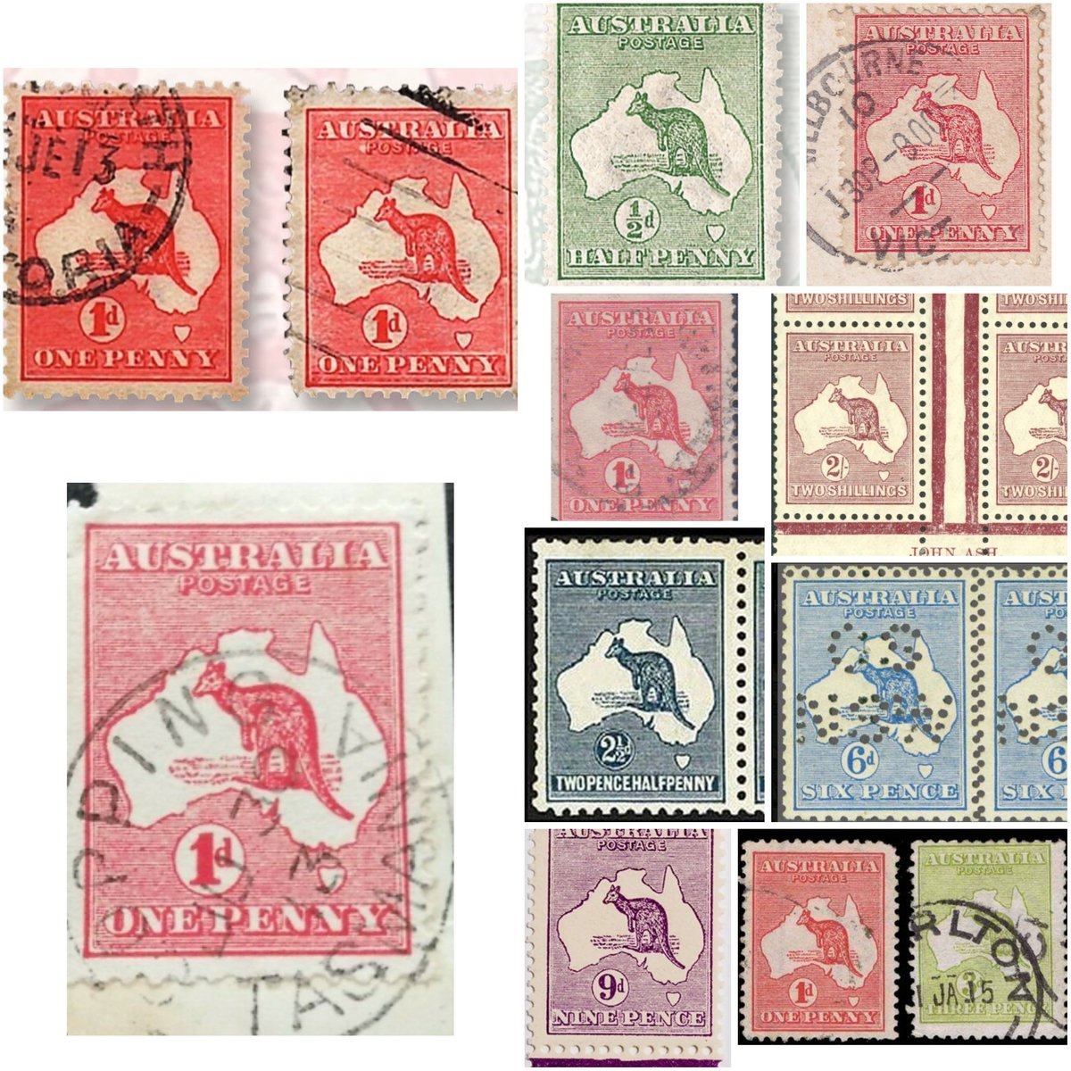 Day 2 of #AustraliaMonth 

On the 2nd of January in 1913, Australia issued its first uniquely Australian postage stamps. The Kangaroo and Map series, also known as "The Roos" or "Kangaroo Stamps." 
The reason these stamps were significant is that they marked a moment when we
