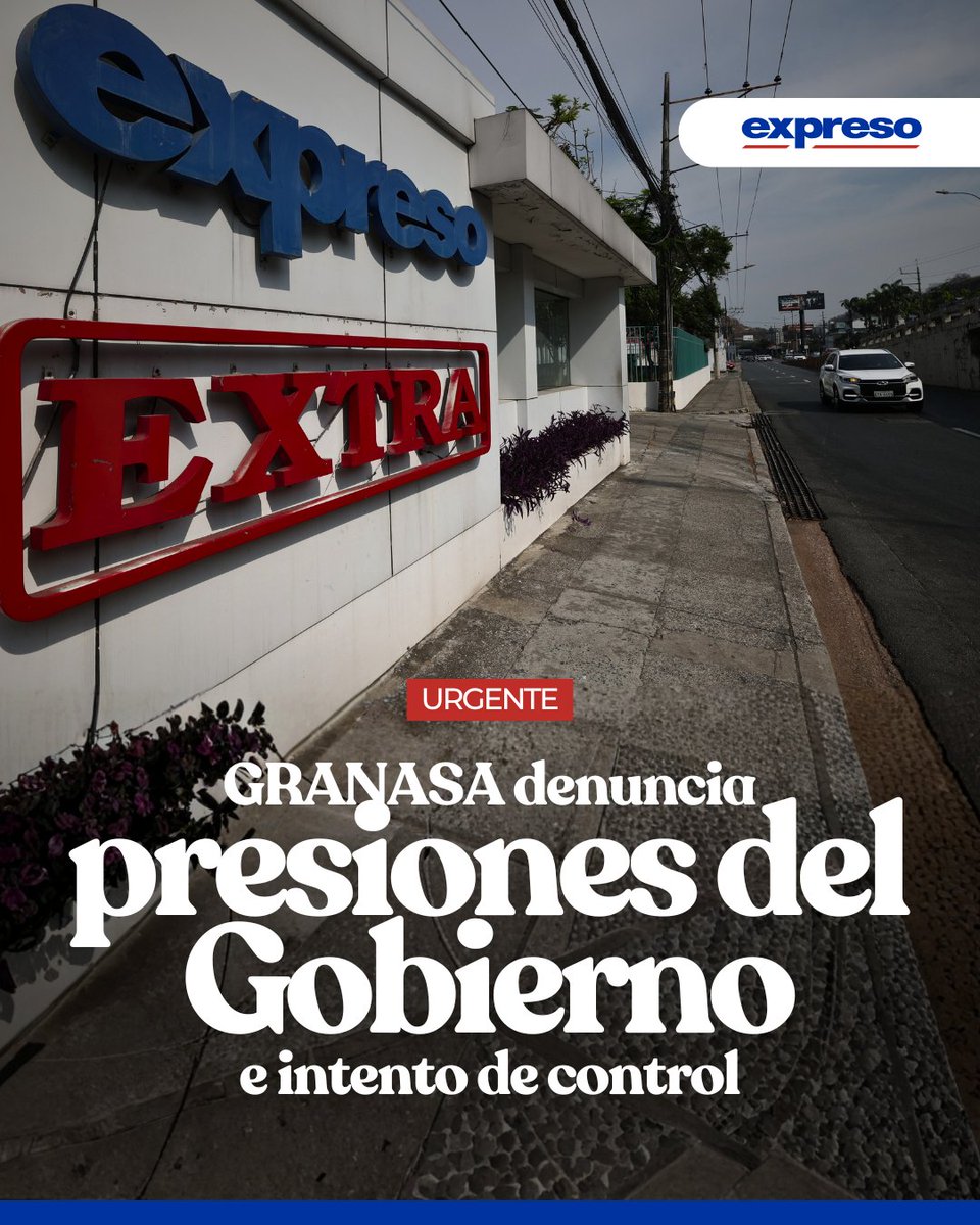 Expresoec's tweet image. La empresa Gráficos Nacionales S.A. (GRANASA), editora de los diarios EXPRESO y EXTRA, denuncia públicamente una serie de acciones que atribuye al Gobierno del presidente Daniel Noboa y que, según la compañía, buscan doblegar a ambos medios críticos mediante el uso de…