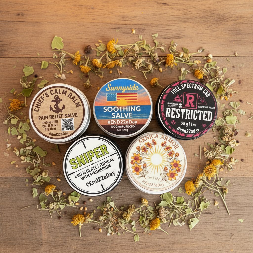 SSOChief's tweet image. Kicking off 2026 with relief options for every need 🌿

Our lineup:
✅ Chief's Calm Balm
✅ Sunnyside Soothing Salve  
✅ RESTRICTED (full-spectrum)
✅ Sniper (top seller!)
✅ Arnica Armor (NEW!)

Small-batch. Veteran-owned. Mission-driven.

👉 sunnysideofchief.com
 #End22aDay