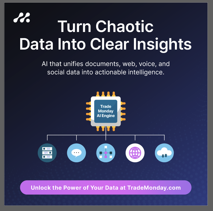 TradeMonday's tweet photo. Your most valuable insights are buried in unstructured data—docs, sheets, social posts, even calls. Our patented AI (HK30088209) pulls it all into one auto-refreshing knowledge base, turning chaos into intelligence.
Unlock your data. Try it free: https://t.co/zLsg3nDTbb
#AI #Data https://t.co/9ORCv2y6Wn