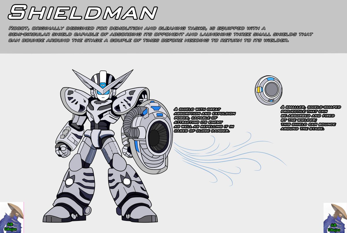 Ghostmetal115's tweet photo. I've come to present my creation, the mighty Shieldman, the strongest and one who will surely defeat Megaman once and for all.
I hope you like it @MegaMan 
#MegaManDO #DesignARobotMaster https://t.co/8AsbQFmluV