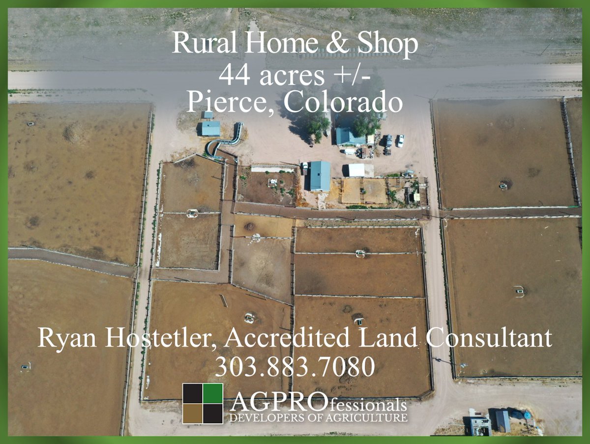 🏡 Rural home &amp; shop on 44± acres in Pierce, CO! 3 bed/1 bath home, 3,850 sq. ft. shop, office, livestock pens, cattle facilities, feed bunks, water tanks &amp; 3 acre feet of water. $850K. Contact Ryan Hostetler 📞 303-883-7080 
agprosrealestate.com/property-searc…

#ColoradoRealEstate