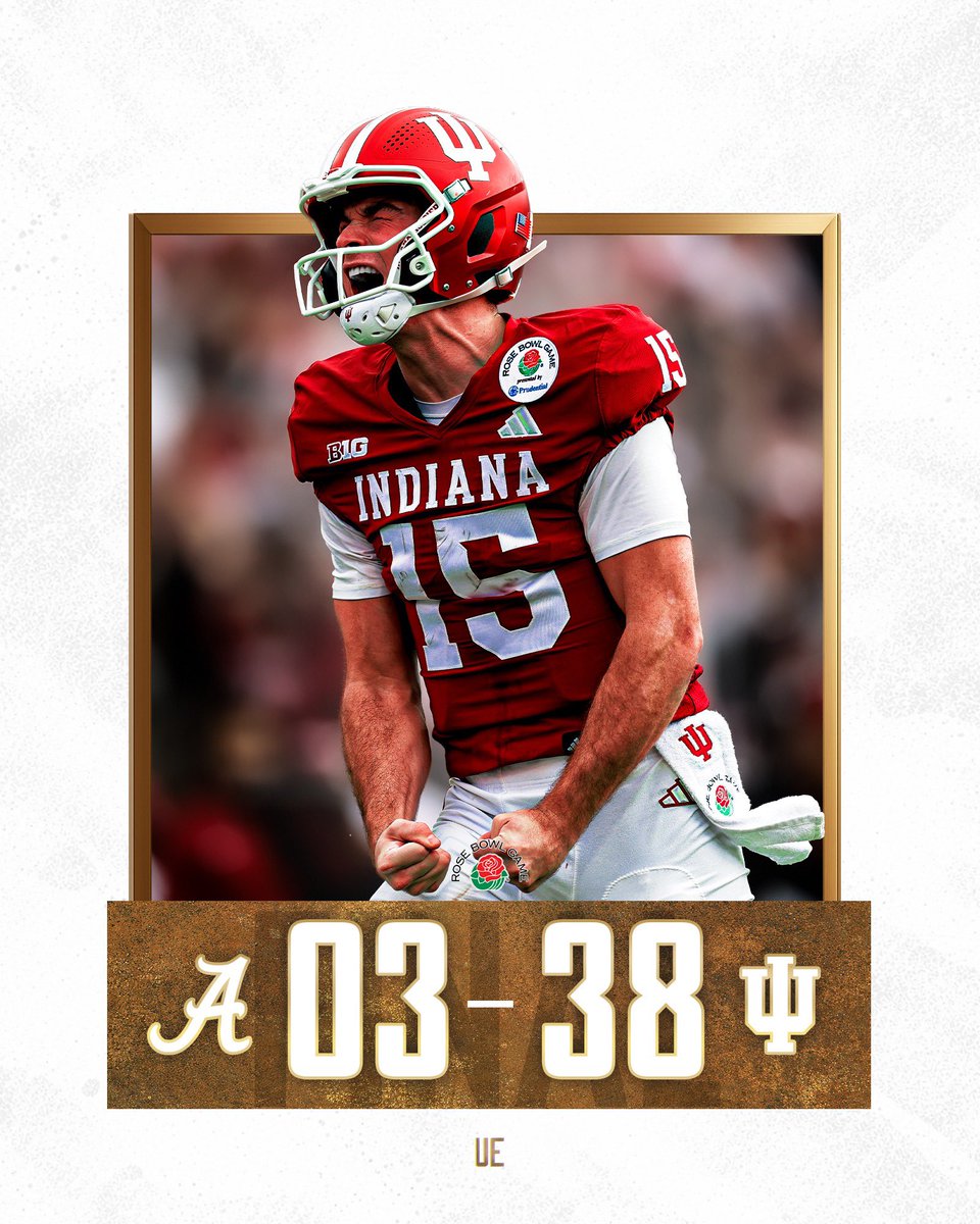 Indiana BEATS Alabama 38-3 in the Rose Bowl 🌹

#CFBPlayoff X #RoseBowl