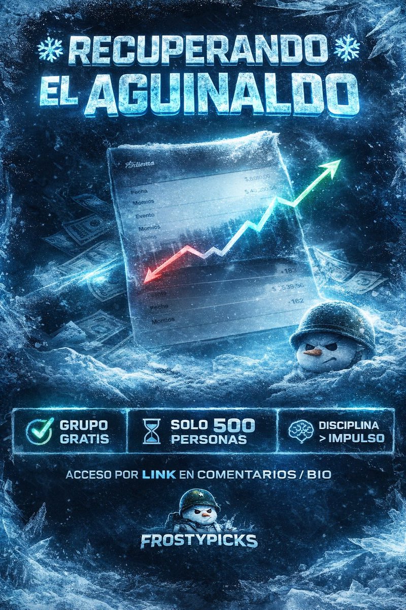Frosty701's tweet image. RECUPERANDO EL AGUINALDO ❄️

¿Tuviste un mal diciembre? ¿Andas gastado?
Enero es para corregir, no para improvisar.

AL ESTILO FROSTYPICKS ☃️ 

Grupo gratis · Cupo limitado

Solo 500. ¿Cuántos adentro?