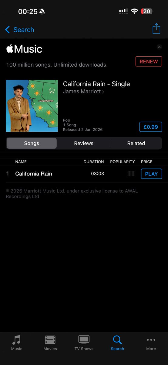 bethbeffbeth's tweet image. i’m a spotify gal but for james we ride #CaliforniaRain
99p on itunes proper nice proper bargain