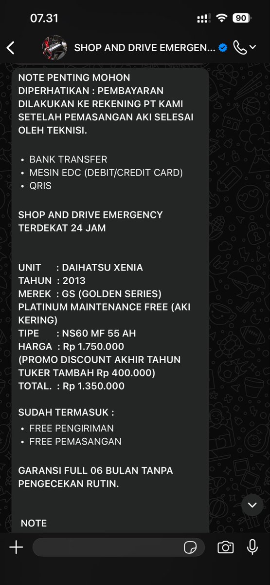 adjiekonk's tweet image. Tipu-tipu min? @innovacommunity 😂

Tadinya google, munculah kontak itu. Pas di chat kok mahal, untung cek aki lagi. Ada hotline, ternyata beda lagi hotline Shop n Drive.
Alhamdulillah gak sampe transaksi, harga shop n drive bisa setengah nya lebih. 

Tiati yaa guys