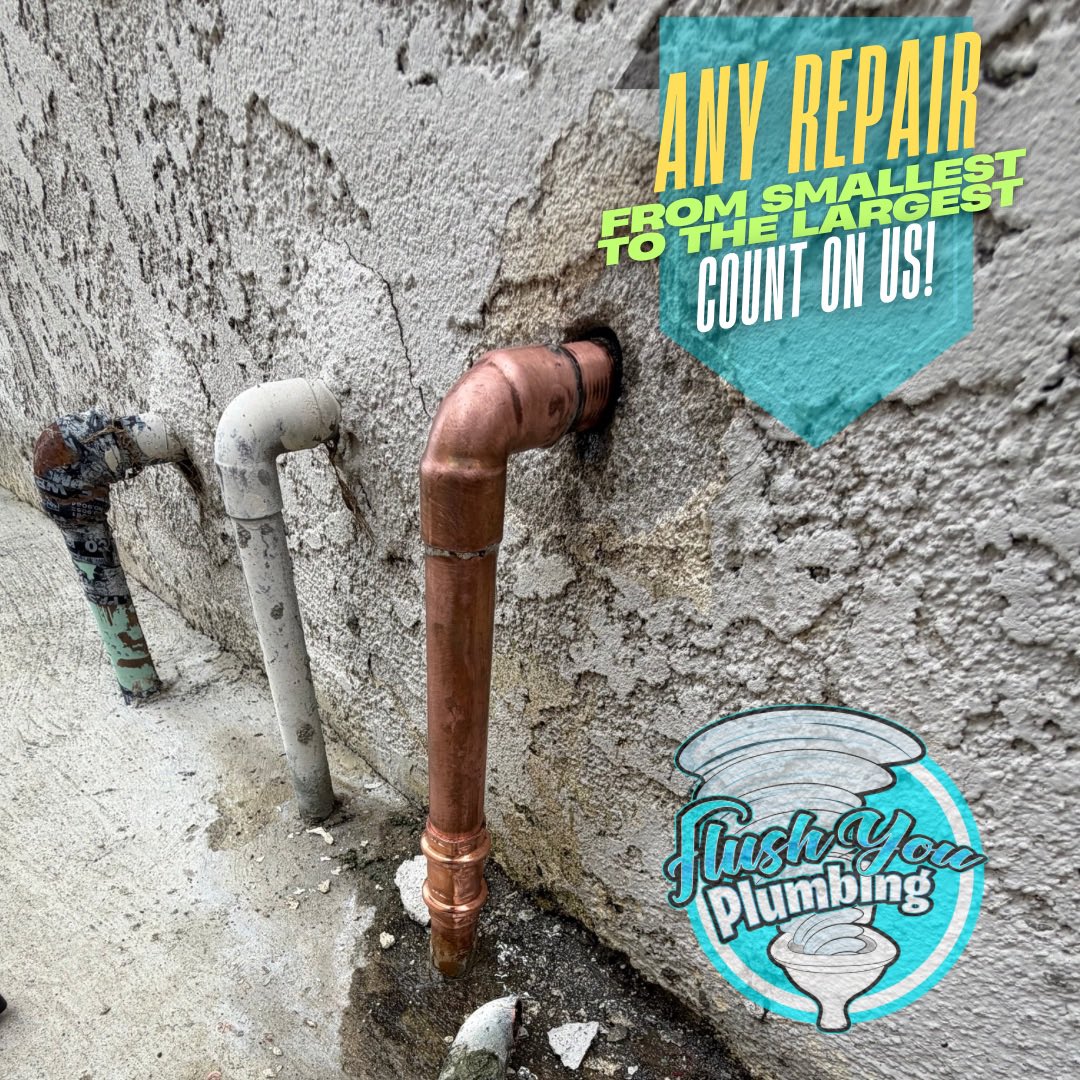 FlushYou_'s tweet photo. Large or small we have any plumbing repair needed covered. Real plumbers not salesmen. Give us a try. https://t.co/zdFf8U1cao