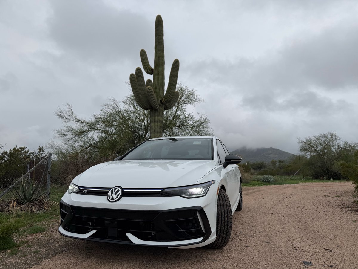 The desert smells so good in the rain, but not nearly as good as the inside of my new VW #GolfR #Arizona #SonoranDesert