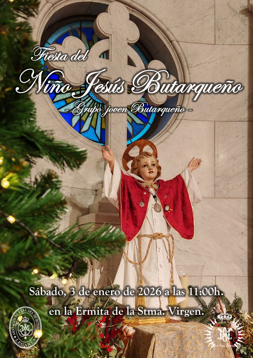 #FESTIVIDAD 🌟 |

🧒🏼 ¡Hermanos! Este sábado festividad del Dulce Nombre de Jesús celebraremos la Solemne Función del Niño Cristo Butarqueño, fiesta del <a href="/gjbutarque/">Grupo Joven Butarqueño</a> y acción de gracias por el nuevo año de la A.I. Asociación. 

#EstrelladelaMañana⭐
#SomosButarqueños