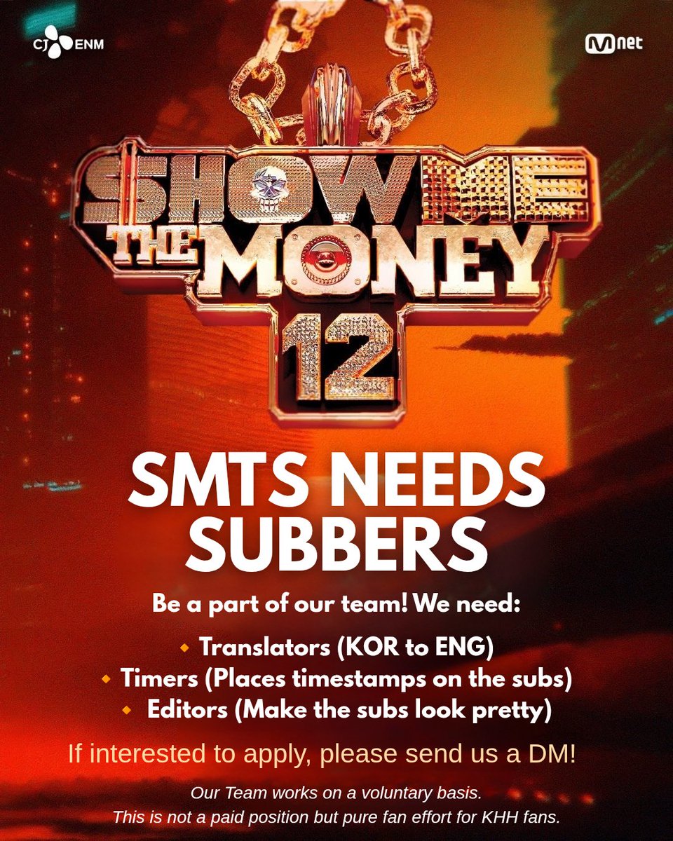 ShowMeTheSUBS's tweet image. It seems like we are back on the job. 😎 

Our team will be working on the English subs for #SMTM12 #SHOWMETHEMONEY12 #쇼미더머니12.

But we need your help! We need subbers. ✊️

If interested to apply, click here: bit.ly/smts12_recruit

JOIN ✨️ US ✨️ NOWWWWWW!🙏