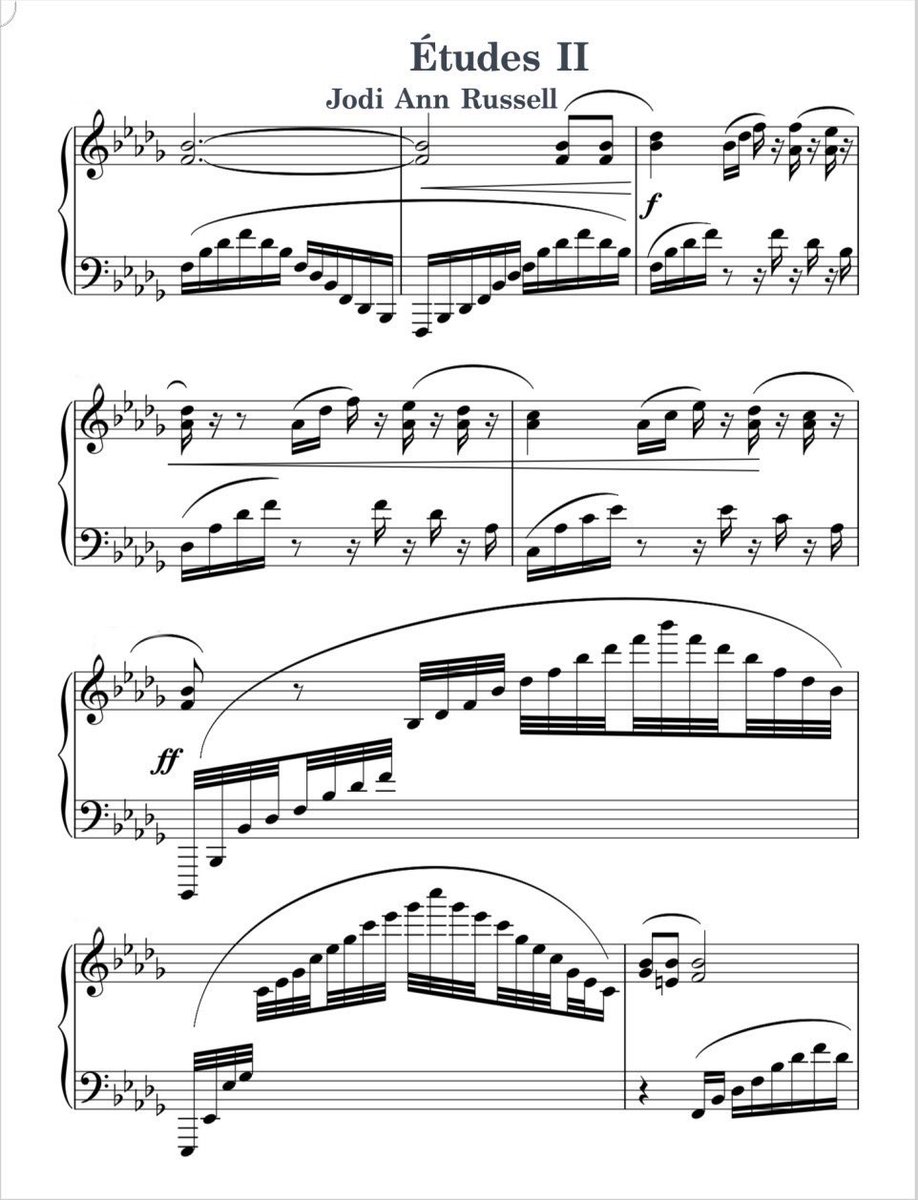 Etudes and Etudes II are works by master piano pedagogue, musician, composer Jodi Ann Russell.

Each piece is a complete, intentional study written by decades of musical training, pedagogy, and performance. 

#Etudes #EtudesII #PianoPedagogy #JodiAnnRussell #MasterOfMusic