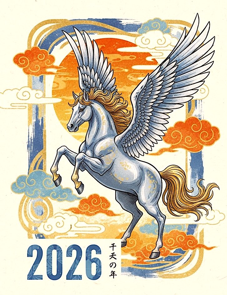 MarkMini32's tweet image. 🎍Facebook、X、メールでの挨拶添付画像バリエーション♪
　　
結局、全部使った😅
　　
🐎…