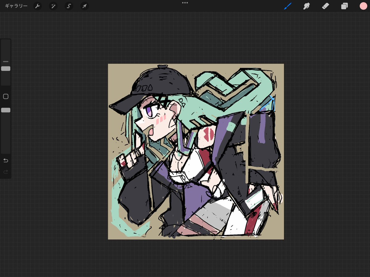 drawing_aokubii's tweet image. 次はべに様💄💚