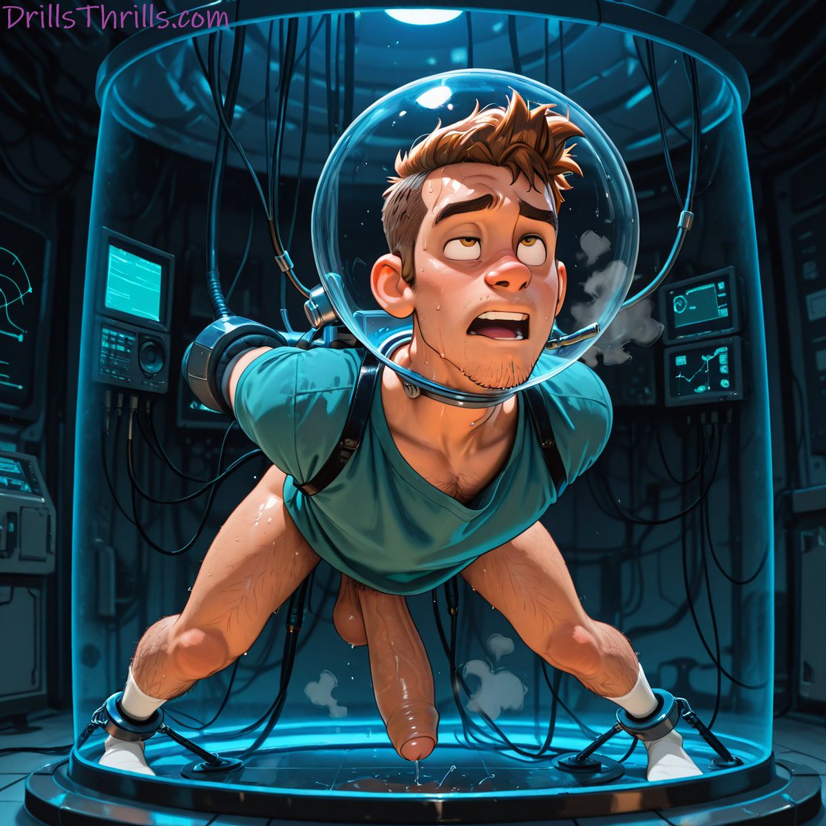 Pheromone Test B 

Subject: 19y/o virile male

Method: Concentrated male pheromones pumped into helmet

Expected outcome:
-Hyper-arousal
-Growth of phallus
-Unstoppable ejaculation

Who else would volunteer as a test subject? For science, of course. 😏

DrillsThrills.com