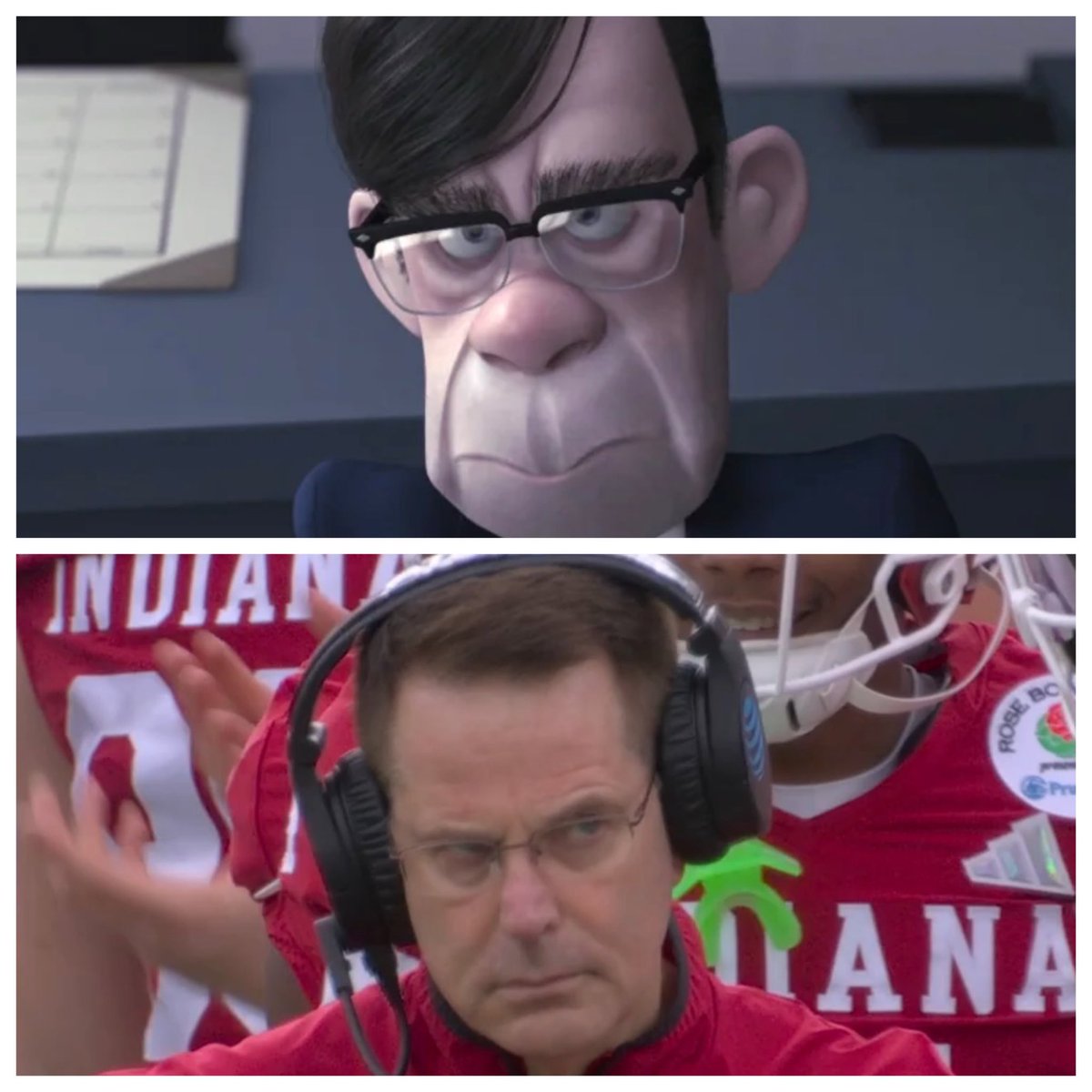 CharlesRobinson's tweet image. I can’t look at #Hoosiers coach Curt Cignetti without seeing Bob Parr’s insurance adjustor boss in The Incredibles.