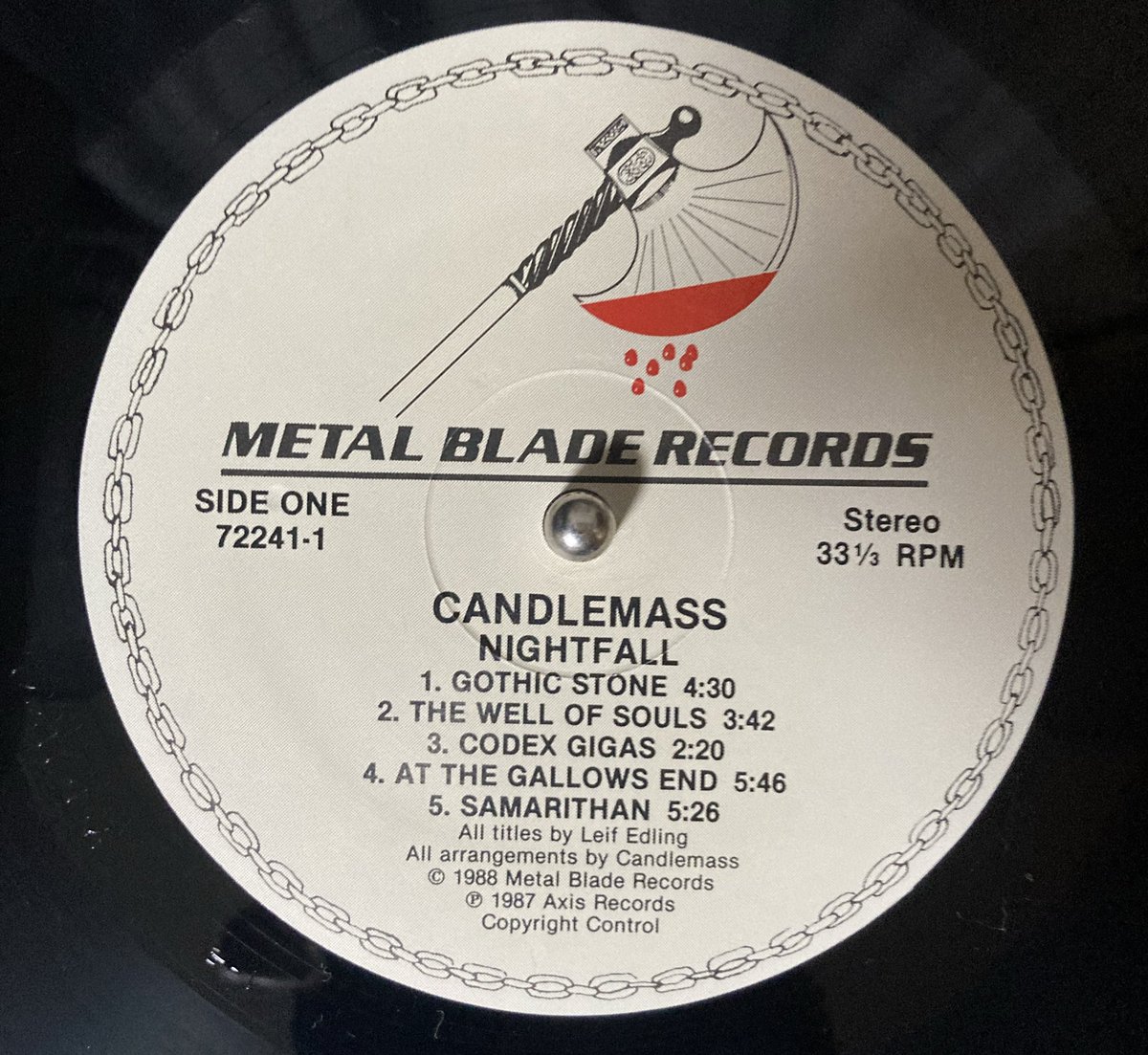 帰ったら聴く予定 Candlemass Nightfall 1987 72241-1 近所の初売りを