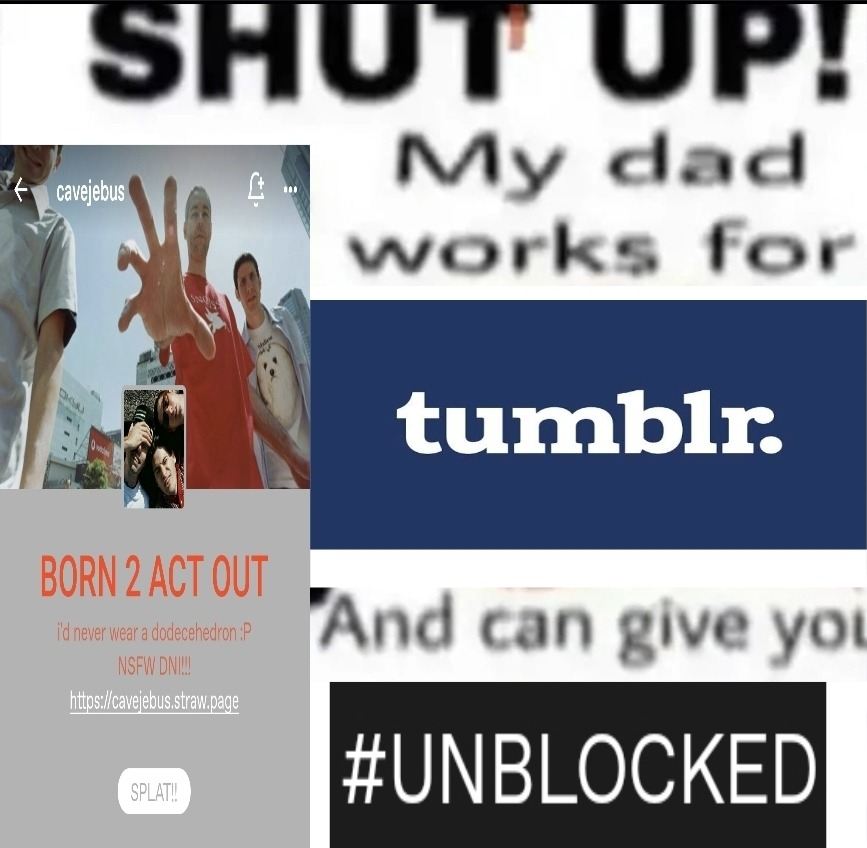 cavejebus's tweet image. created by freakyolivelady but yes my dad does own tumblr just so you know