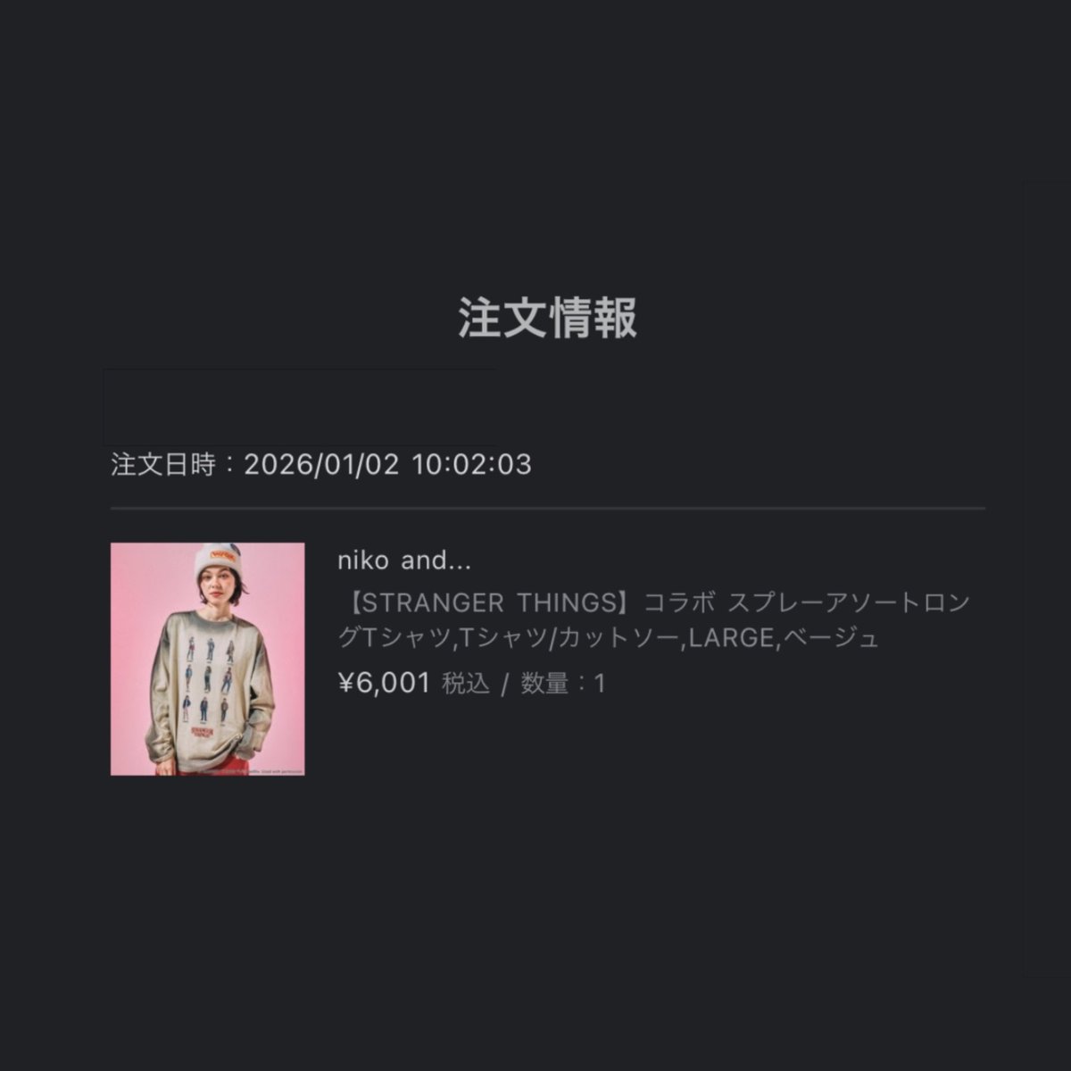 Small__forest's tweet image. あけましておめでとうございます！！
2026年も好きなこといっぱいします🙏✨
ニコアンドコラボ、店舗では買えなかったロンTをZOZOなんとかGETできたーー嬉しい！！