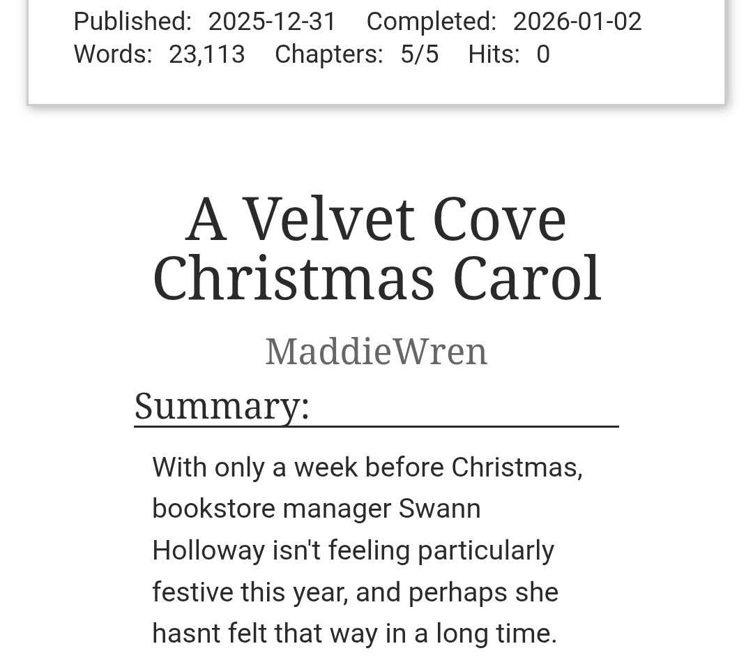 What's this? A last-minute gift?! Oh, I shouldn't have!

Fun fact: I once saw a version of this play when I was little that scared the crap outta me. Talk about full-circle.

Don't say I never gave you anything. Bah humbug.

#LostRecords

Read here: archiveofourown.org/works/76813446…