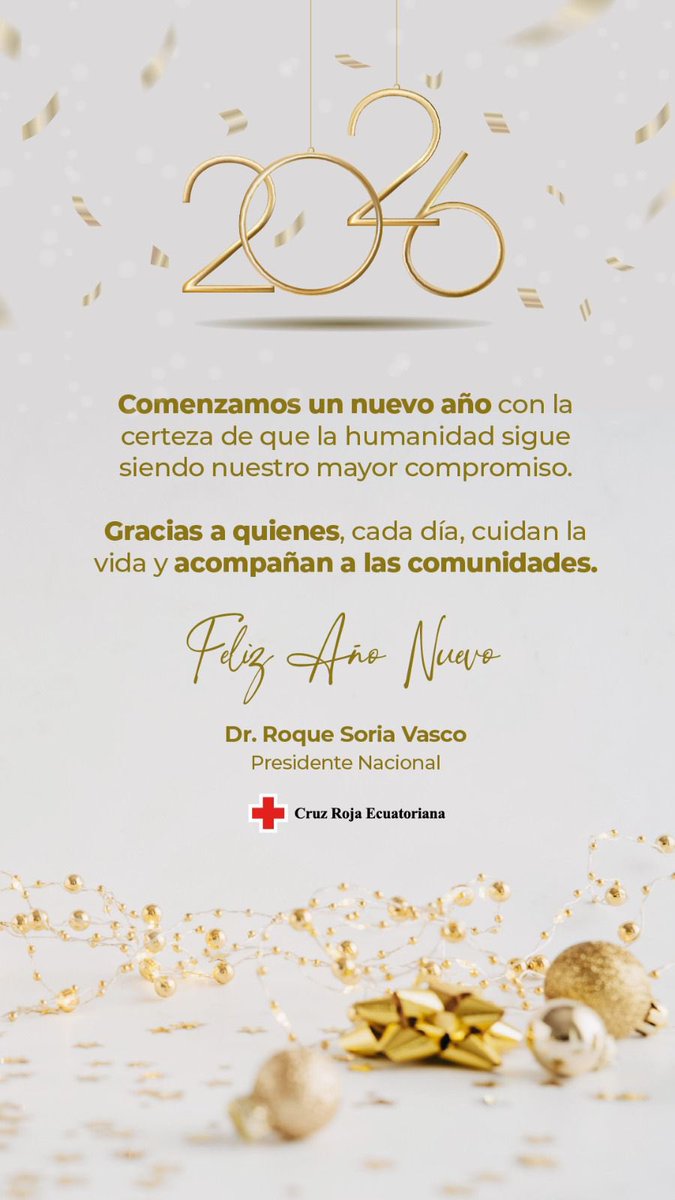 roquesoriaMD's tweet photo. Un nuevo año es una oportunidad para reafirmar valores que no cambian: humanidad, respeto por la vida y servicio comprometido con la sociedad.

Damos la bienvenida al 2026 con esperanza y renovando nuestra vocación humanitaria junto a las comunidades https://t.co/QEJekrExzx