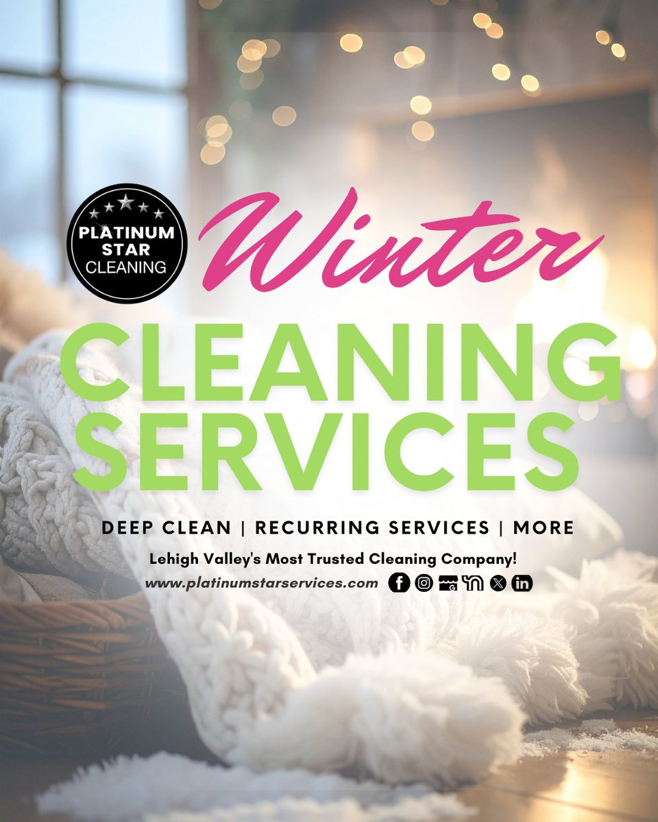 PStarService's tweet image. ❄️ Winter Cleaning Made Easy ❄️

Whether it’s a deep clean, recurring services, or just a little extra help around the house, Platinum Star Cleaning keeps your home cozy, sparkling, and stress-free all season long. 🧼🏡

🌐 platinumstarservices.com |📞610-504-5469
#WinterCleaning
