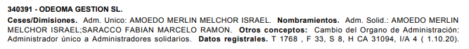 fmumana95's tweet photo. NO ME PAGUES A MI, PAGALE A MI AMIGO 

🧐 En la misma fecha de la publicación del contrato con TourProdenter LLC, en ese mismo boletín (el 6031) tenemos una perlita hermosa más. AFA firmó un contrato con la aplicación OneFootball desde 01/01/22 hasta el 31/12/2031, peeero...

💣 ¡¡DELEGÓ el pago!! Como lo lees. AFA autorizó a ODEOMA GESTIÓN SL., empresa española, a actuar como agente de cobranza a dicha empresa (imagen 2). ¿Por qué AFA no aceptaría que le paguen directamente? Pero eso no es todo. Vamos a ver quién es el autorizado.

🔎 Odeoma Gestión SL., es una empresa española que, primero, no tiene NADA que ver con administrar cobros. Su objeto social es: "la compra/venta y explotación de solares y terrenos de todas clases, edificios, inmuebles en general, tanto de renta libre como de protección oficial, para enajenar o arrendar en bloques completos o por pisos y locales". Entonces... ¿De quién es Odeoma Gestión SL para encontrarse con semejante premio?

🕵🏻 La empresa es, desde fines de 2020, de dos socios (imagen 3). Uno de ellos es Fabián Marcelo Ramón Saracco, quién es de... así es ¡Santiago del Estero! Qué casualidad che que siempre termina siendo de la misma provincia, siendo que tenemos 22+1 que también forman parte del país.

⚠️ Ah, Odeoma tiene como antecedente con la AFA, en haber recibido un pago en dólares CASH (algo EXCESIVAMENTE extraño, lo dicen ellos mismos), en el año 2021 por recesión del contrato del famoso "Prode Bancado" del que se hablaba en años de la Superliga (imagen 4). El pago, si... fue realizado ya cuando Saracco se encontraba como parte de la sociedad. 

🏃🏻 Ah, como si era poco, apenas algunas semanas después de ese pago y esa recesión, ya la volvieron a contratar para que cobre el nuevo contrato con otra empresa. Raaaaaro