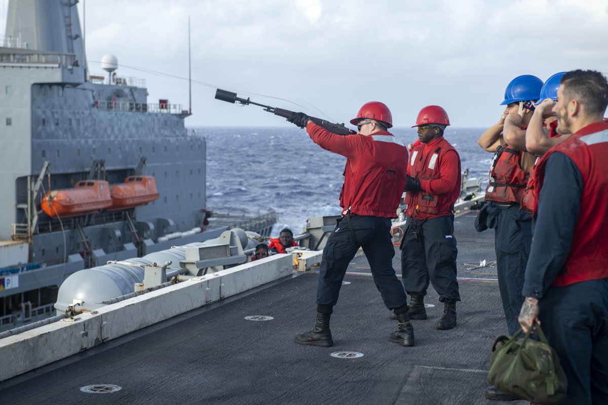 US7thFleet's tweet photo. Gassing up on the go, Navy style.
USNS Henry J. Kaiser provided fuel and stores to USS Abraham Lincoln, USS Spruance and USS Frank E. Peterson Jr. during a replenishment-at-sea while underway in the U.S. 7th Fleet area of operations.
#MSCDelivers | #ForwardDeployed https://t.co/F6mhRdvtHh