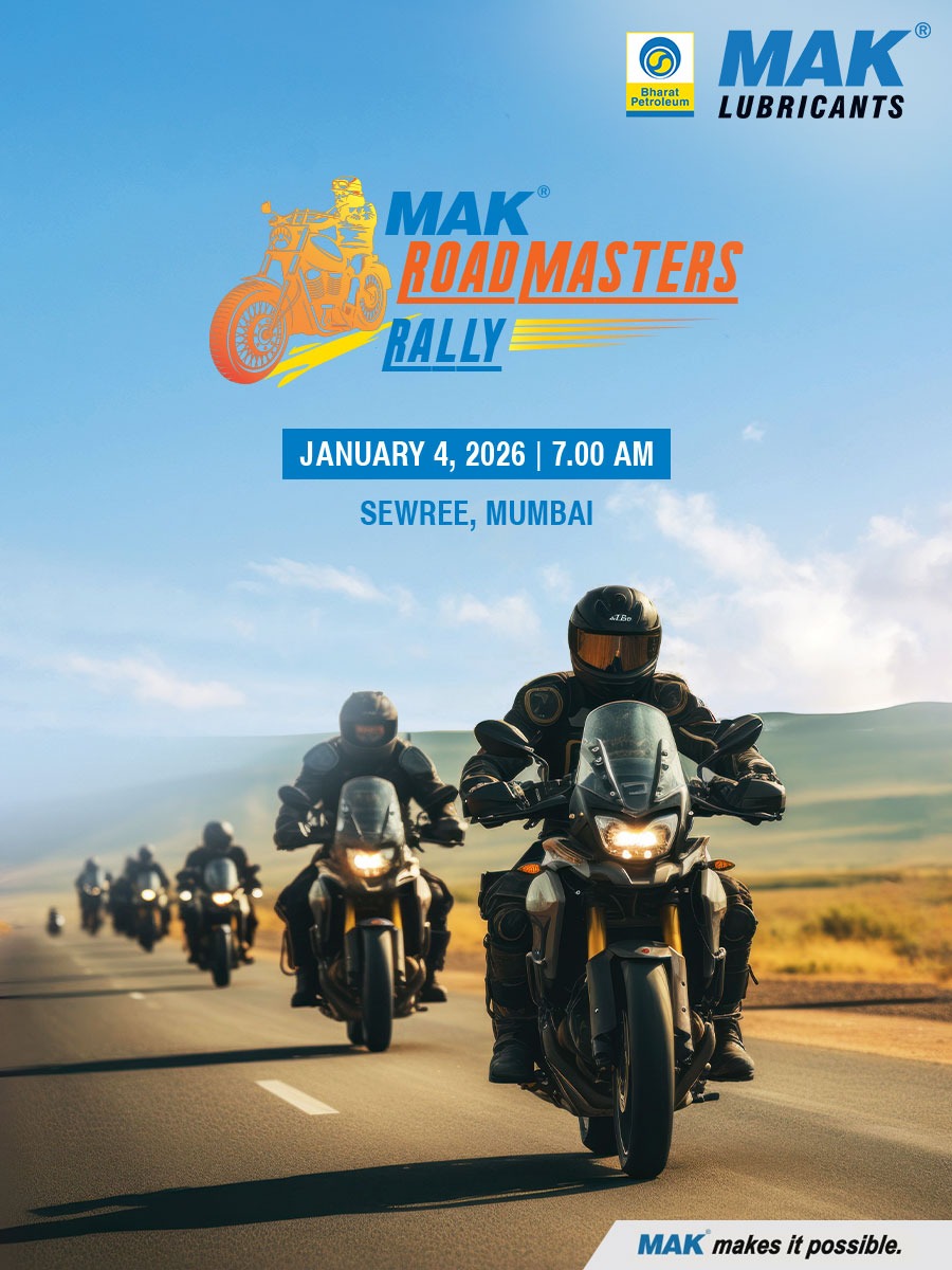 BPCLMakLubes's tweet photo. MAK ROADMASTERS RALLY – MUMBAI
The MAK Roadmasters Rally marks the opening ride of the year, bringing together riders, riding collectives, and voices from across the motorcycling ecosystem.
📅 Sunday, 4 January 2026
📍 Start: BPCL Office, Sewree, Mumbai
🏁 Finish: Roadies Koffeehouz, Kharghar, Navi Mumbai
The ride traces a planned city route and concludes with a  meet at the finish location, creating space for conversations, connections, and shared time off the road.
Ride managed by BuzzMoto – Motorcycling Gottahaves, leading coordination and on-ground execution for the rally.

📌 Registration:
https://t.co/W3fiG2wXYZ
📞 For details: 9833872110

#MAKRoadmasters #RoadmastersRally #MumbaiRiders #RideTogether #StartTheYearRight #MotorcyclingCommunity #MAKLubricants #MAKMakesItPossible

@BPCLimited @DirectorM_BPCL @cmdbpcl @PetroleumMin @BPCLlpg @BPCLRetail1