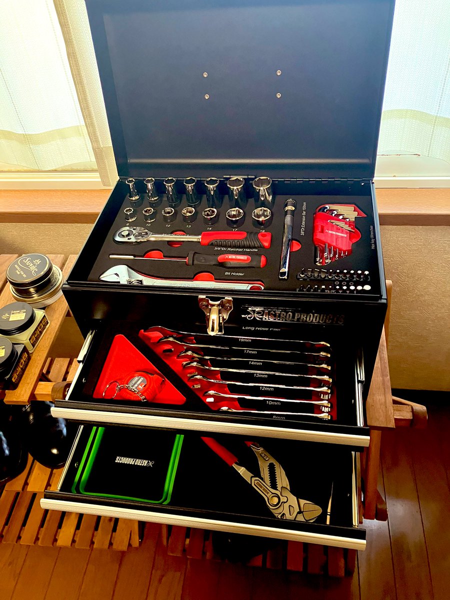 PSO2_xion10's tweet image. そこまでガチで整備できんけど欲しかった工具セットたまらん(*´д｀*)ﾊｧﾊｧ
ワイトレ付けたのでトルクレンチで増し締めヨシ👉
#ヴェゼル
#アストロプロダクツ