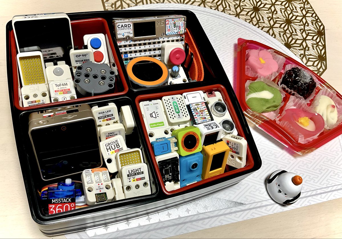 あけましておめでとうございます！ おせちが空いたのでM5Stack詰めてみ