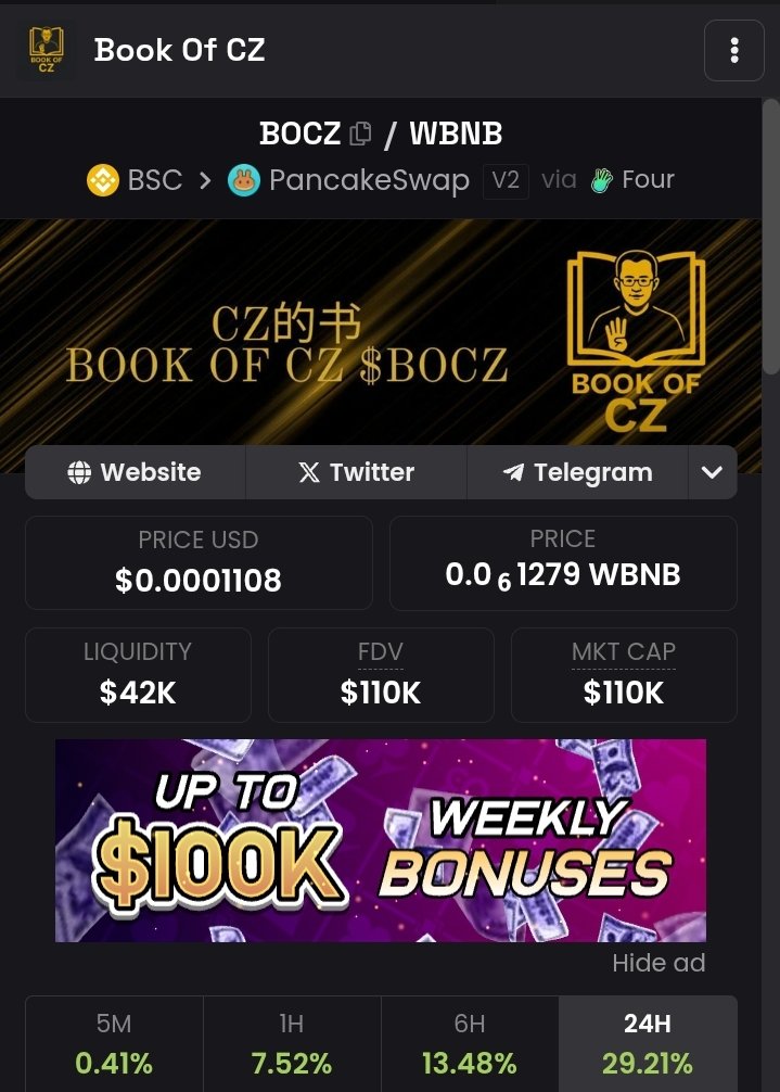 Looking for the best narratives on #BNB for 2026? Here it is, #BookOfCZ. 

$BOME did a billion
$BOE did hundreds of millions 
$BOCZ? Your best play right now.

1000× potential. #Binance #GiggleAcademy