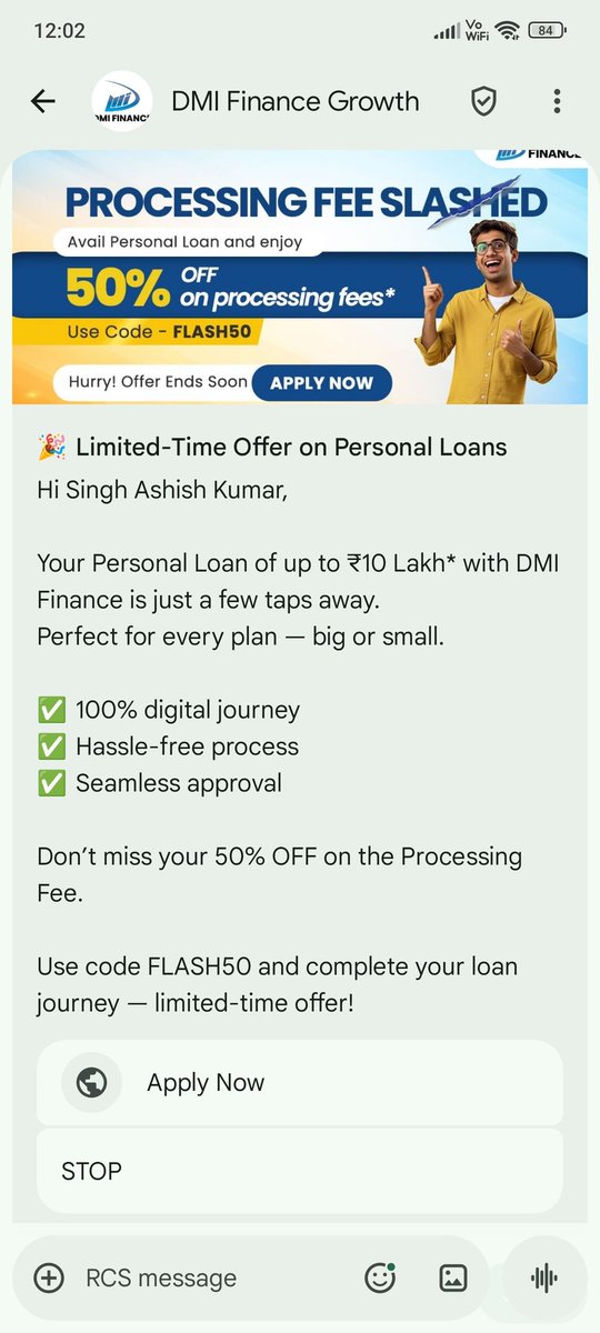 random_bacha's tweet image. Hi @DMIFinance,
Please unsubscribe my mobile number from all promotional text messages. I have never approached or opted in for any of the services you provide. Kindly stop sending such communications at the earliest.