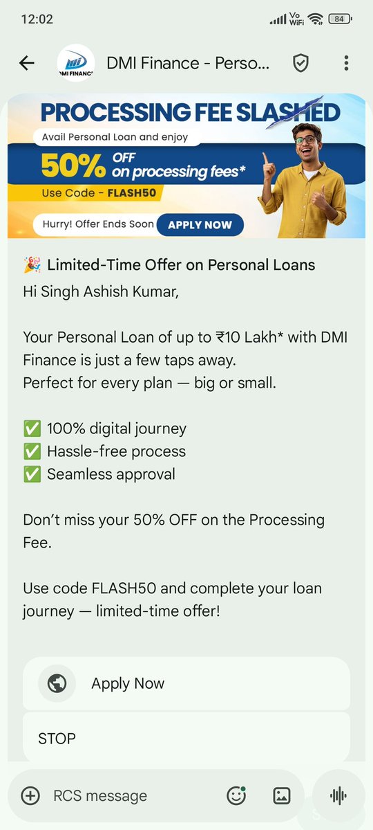 random_bacha's tweet image. Hi @DMIFinance,
Please unsubscribe my mobile number from all promotional text messages. I have never approached or opted in for any of the services you provide. Kindly stop sending such communications at the earliest.